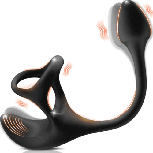 Zenith - Vibromasseur d'orgasme prostatique, double moteur, 9 modes de vibration, avec anneau de sécurité pour le s