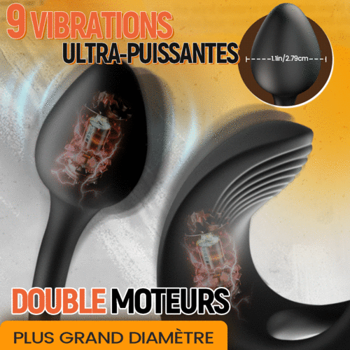 Zenith - Vibromasseur d'orgasme prostatique, double moteur, 9 modes de vibration, avec anneau de sécurité pour le s