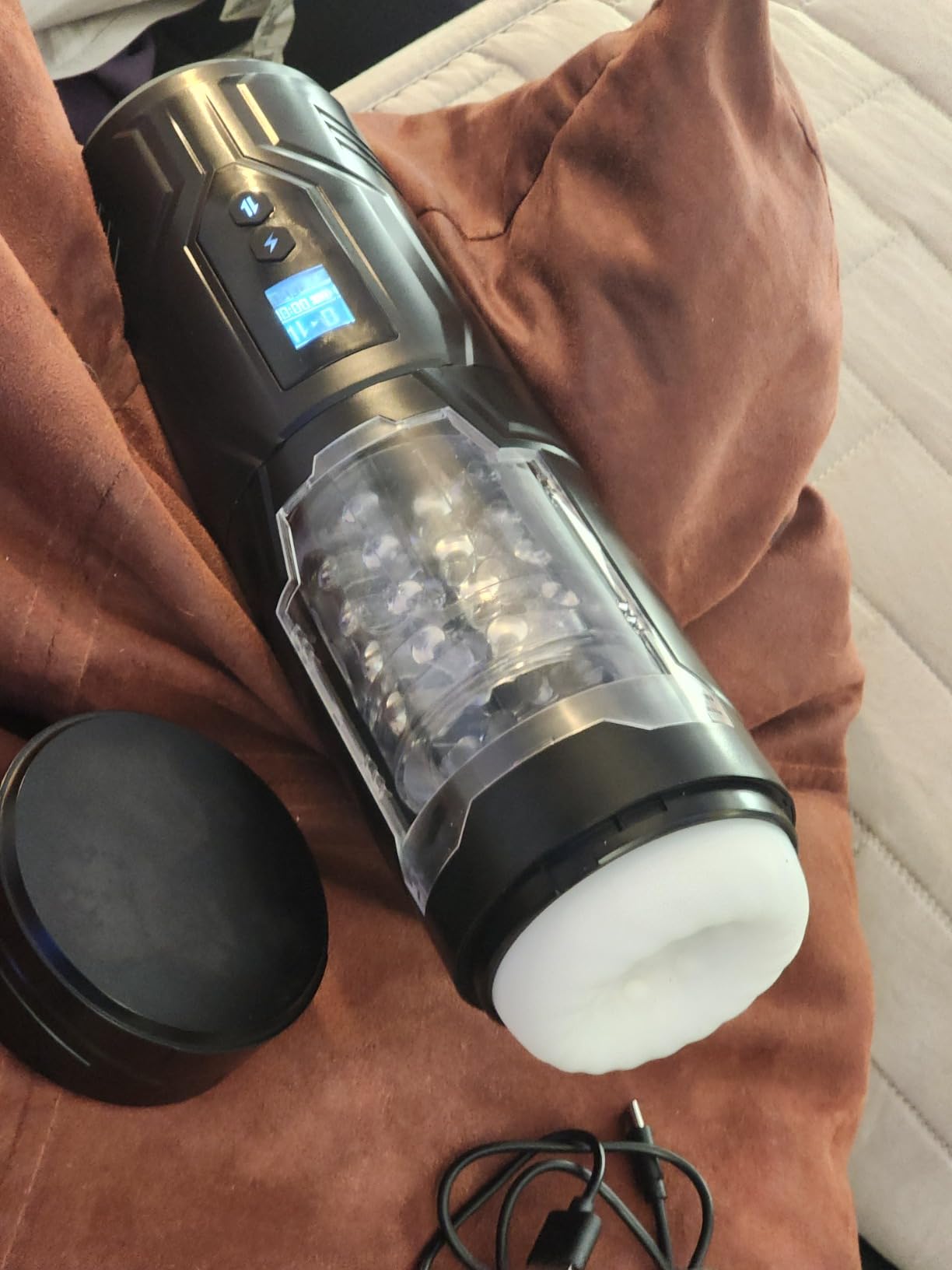 Telescopic, rotating, vibrating, 3-in-1 telescopic electric cup masturbator with 7 frequencies — Photo Customer reviews 1