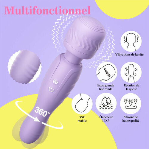 12 Vibrations & Rotations Wand magique pour la stimulation du clitoris et du vagin Massages multifonctions - photo 5