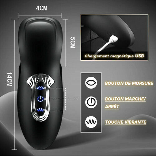 10 Morsures + 10 Vibrations 2-en-1 Masturbateur cup Pénis Exercice Couple Flirter - photo 5