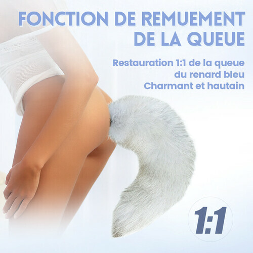 10 Vibrations Plug anal Simulateur remuant la queue de renard bleu - photo 2