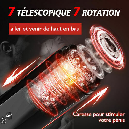 7 Va-et-vient 7 Rotations Masturbateur pour homme avec ventouse - photo 2