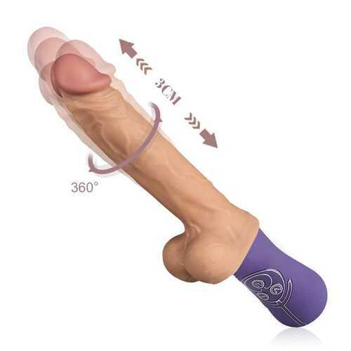 Allovers - Gode dildo réaliste 3 en 1 avec 6 modes télescopiques et 10 modes de vibration, Avirobta