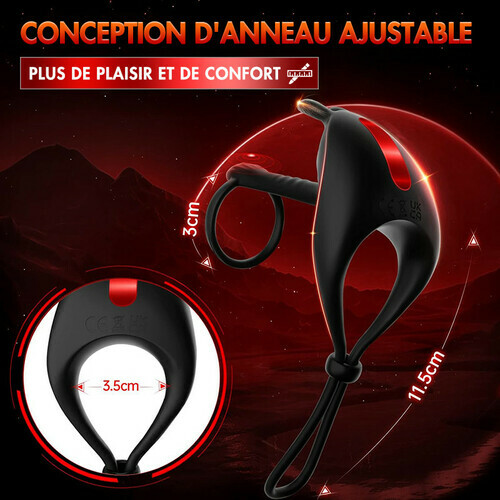 Anneau pénien vibrant double en silicone pour homme avec 7 modes de vibration - photo 3