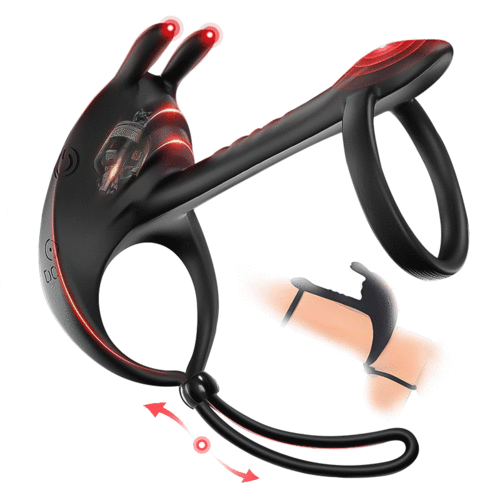 Anneau pénien vibrant double en silicone pour homme avec 7 modes de vibration - photo 5