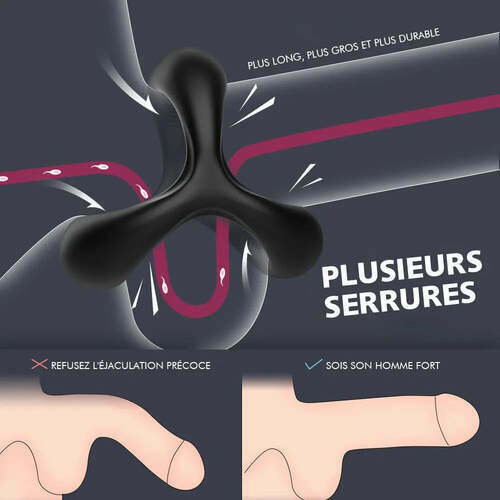 Ava - Cockring Anneau de pénis avec 3 anneaux, S-HANDE