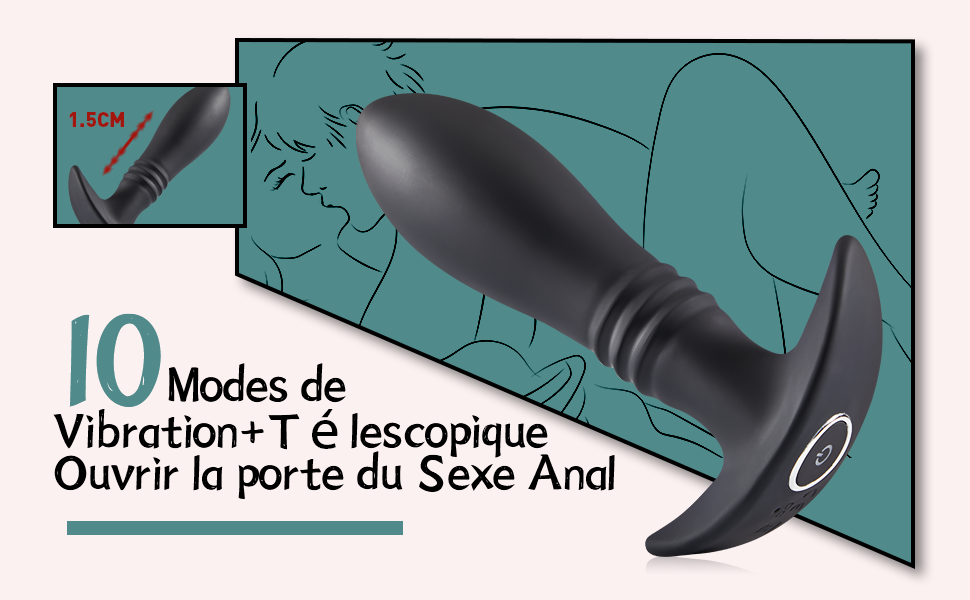 Estimulador prostático de bola com ida e volta no ânus e 10 vibrações - detalhe 1