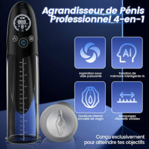 BathFun - Pompe à pénis professionnelle Puissante aspiration sous vide Étanche à 100 % Fonction d'entraînement inte