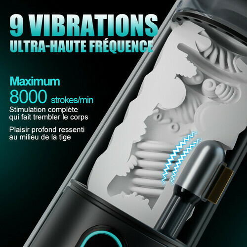 Bliss - Masturbateur Électrique 9 Modes de Succion & Vibration Puissante Manchon Large 2,8x