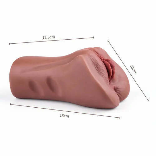 Chatte de poche 2 en 1 brune avec vagin et anus, poids de 800 g