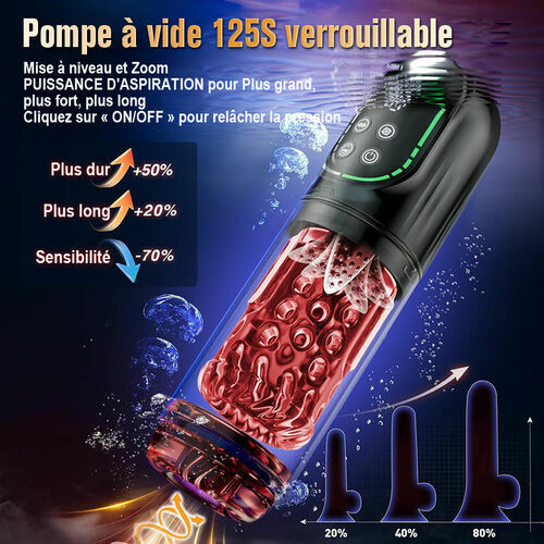 Cinder – Stroker de fellation à poussée, rotation, aspiration, vibration et léchage, contrôlé par