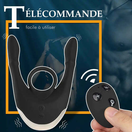 Cockring avec choc électrique et 10 modes de vibration, NVTOYS