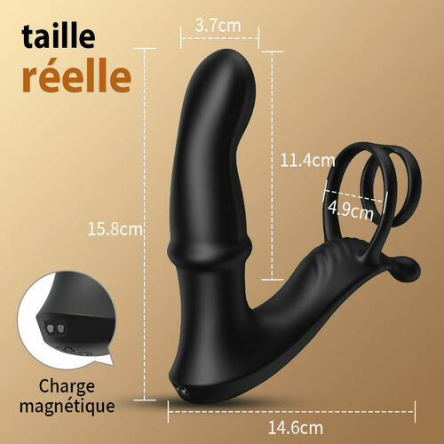 Cyclone - Masseur de prostate avec doubles anneaux pour une expérience d'érection améliorée