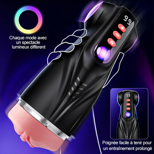 Daphne - Pompe à Penis avec 3 Manches Interchangeables, Chatte de Poche, 9 Modes de Succion & 9 Mod