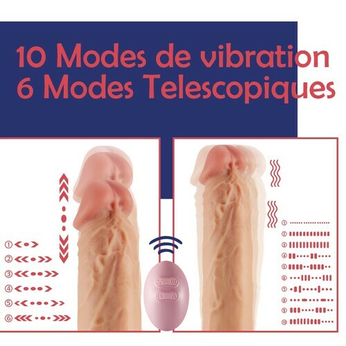 Dildo gode vibrant pour femme avec mode télescopique et 10 fréquences, Aivrobta