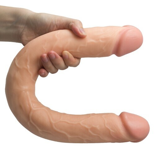 Double godemiché géant et flexible de 31 x 6 cm pour hommes, femmes et couples