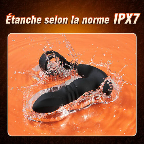 ELLIS Masseur de prostate double anneau avec 7 mouvements de va-et-vient, vibrations puissantes