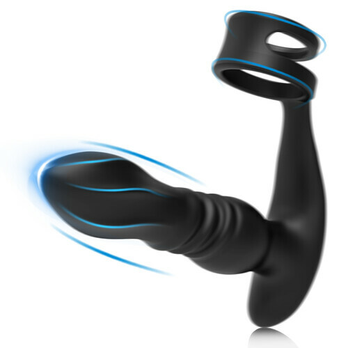 ELLIS Masseur de prostate double anneau avec 7 mouvements de va-et-vient, vibrations puissantes