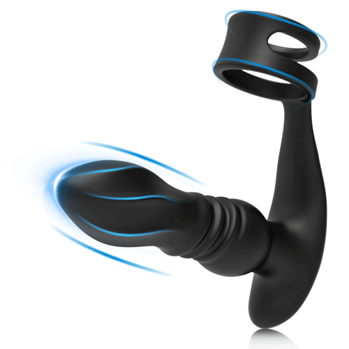 ELLIS Masseur de prostate double anneau avec 7 mouvements de va-et-vient, vibrations puissantes