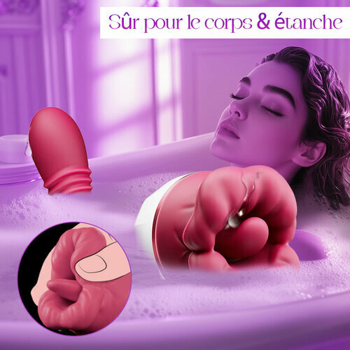 Elowen - Grande bouche avec léchage par la langue pour la stimulation du clitoris et des tétons, vibromasseur à va