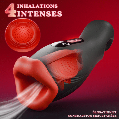 Enchantment - 9 Vibrations 4 Aspirations Suction par Clampsement Simulateur Oral pour Hommes