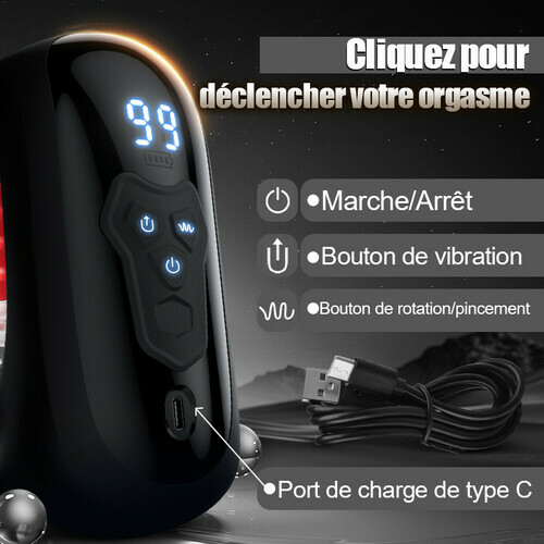 Finger 2.0-9 Vibrations 9 Pincement des doigts 9 Rotation Masturbateur d'entraînement