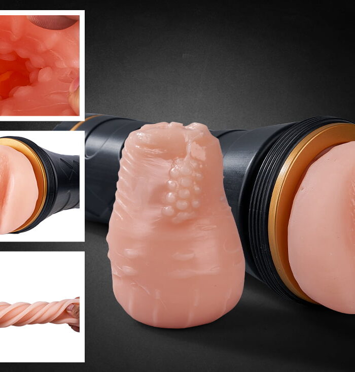 FlashFun - Masturbateur masculin avec entrée de lèvres réaliste, étanche IPX7, coque interne amovible