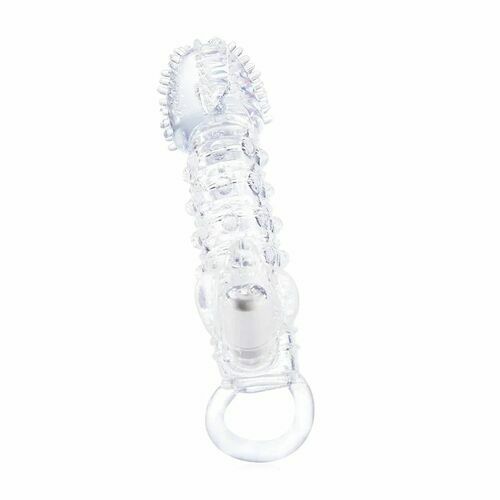 Gaine pénienne vibrante transparente de 19,6 cm