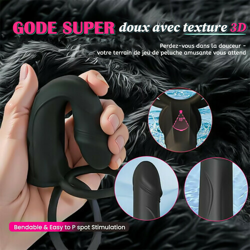 Gode ​​anal à sangle pour couple avec anneau pénien vibrant