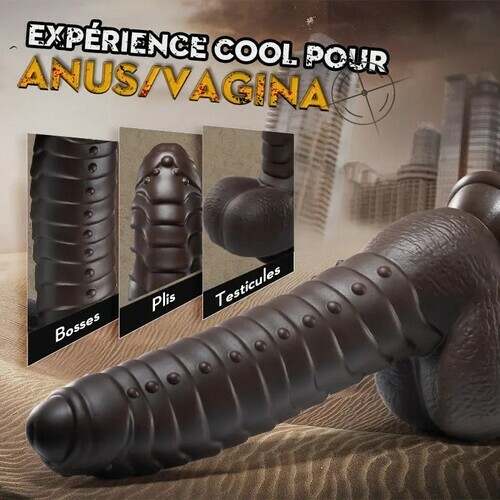 Gode réaliste chauffant changeant de couleur avec 5 vibrations et 3 mouvements de va-et-vient