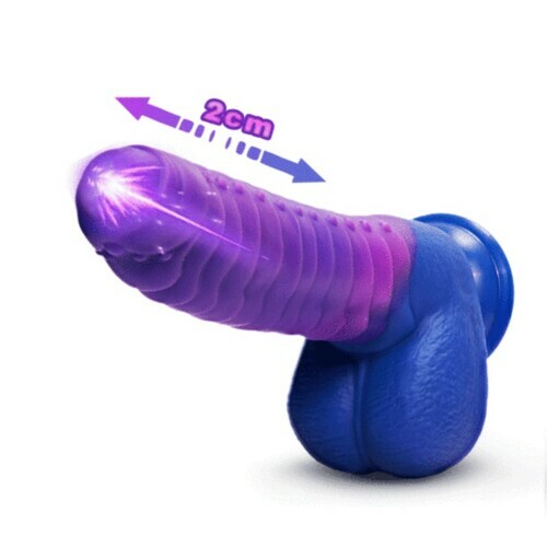 Gode réaliste chauffant changeant de couleur avec 5 vibrations et 3 mouvements de va-et-vient
