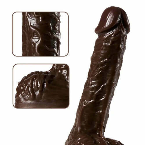 Gode réaliste noir avec 8 vibrations