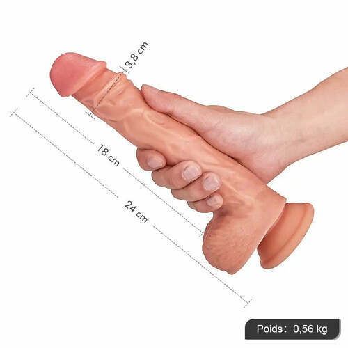 GRAND CHOCOLAT Gode 3 EN 1 avec un diamètre de 3,8 cm et une longueur de 24 cm, Aiya