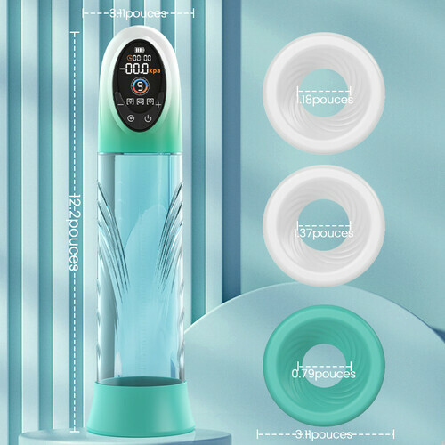 Green Pioneer - Pompe à pénis à eau avec écran LCD, 4 niveaux de pression et 9 - photo 1