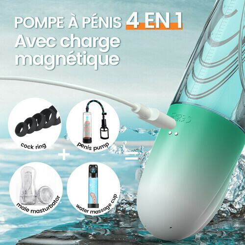 Green Pioneer - Pompe à pénis à eau avec écran LCD, 4 niveaux de pression et 9 - photo 2