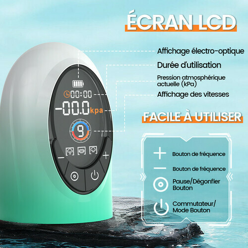 Green Pioneer - Pompe à pénis à eau avec écran LCD, 4 niveaux de pression et 9 - photo 3