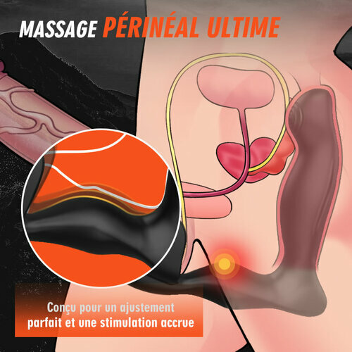JOKER Vibromasseur prostatique avec 10 vibrations et anneaux péniens