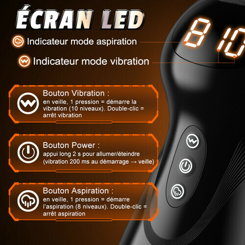 SolaceX - Evolution-8 Succion 10 Vibration One Touch Orgasm Digital Vacuum Masturbator - photo 2