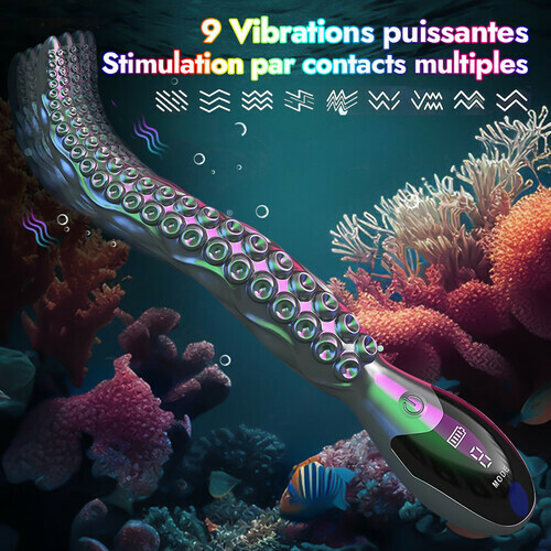 【 sous 7 jours】Gode vibrant réaliste en forme de pieuvre - Tentacules de pieuvre à affichage LED