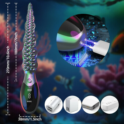 【 sous 7 jours】Gode vibrant réaliste en forme de pieuvre - Tentacules de pieuvre à affichage LED