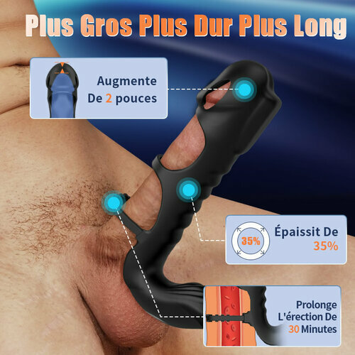 Lucifer - Manchon pénien vibrant à double moteur et vibromasseur 2-en-1 Jouet pour adultes - photo 2