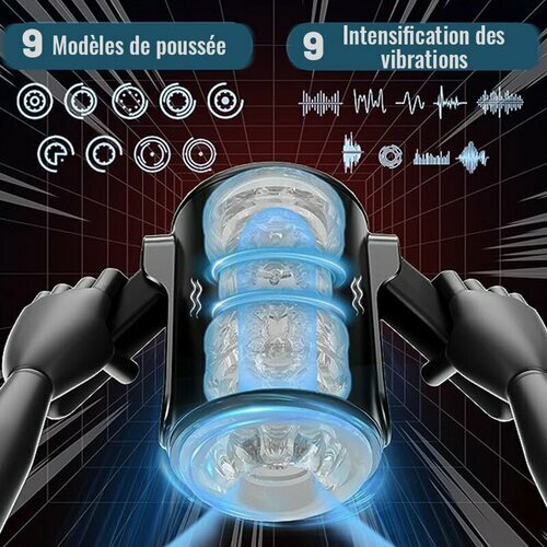 Masturbateur automatique pour hommes avec deux poignées et des vibrations de stretch avec 9 fréquences - photo 2
