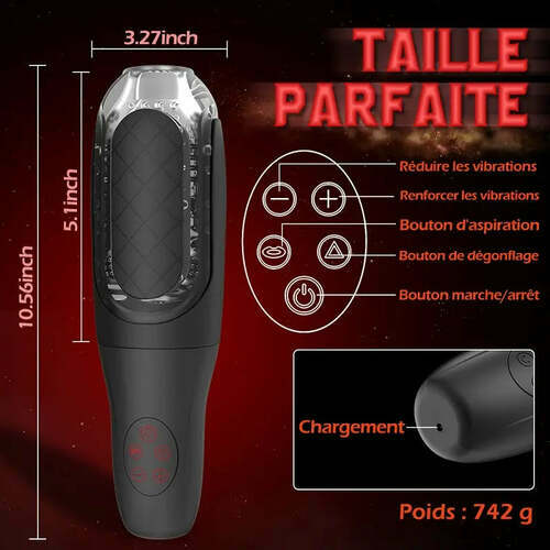 Masturbateur cup automatique, sexe oral, 4 modes de succion, 10 modes de vibration - photo 7