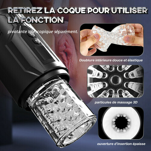 Masturbateur cup électrique télescopique, Rotatif, Vibrant, 3 en 1 avec 7 fréquences - photo 4