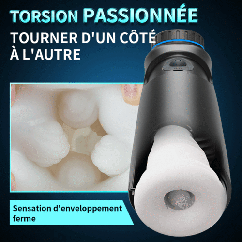 Masturbateur noir pour homme à vitesse réglable et sans palier pour pousser et tordre - photo 4