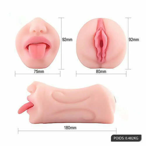 Masturbateur réaliste avec dents simulées pour sexe oral masculin, vaginette, poids de 482 g - photo 1