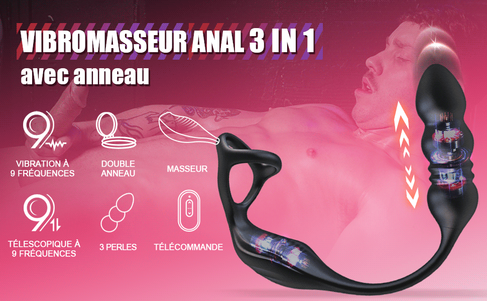 MIKE - 9 Prostatic Wearable Vibration and Pulsation Massager with Penen Ring - Detail 1
