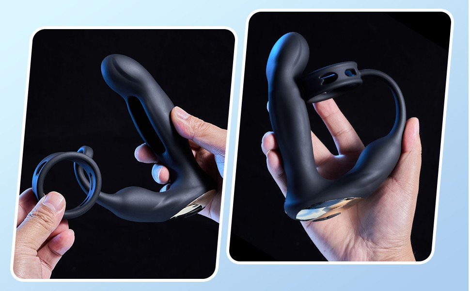 【Novo】Vibração e massageador de próstata de silicone com anel de pênis - detalhe 4