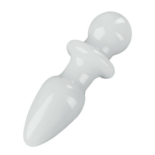 Plug anal en verre Jade blanc Moyen - photo 3
